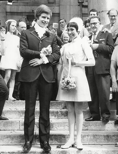 David Wall with his wife Afreda Thorogood (Freda Wall) at their wedding in 