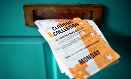 Leaflets from a charity about clothing collection