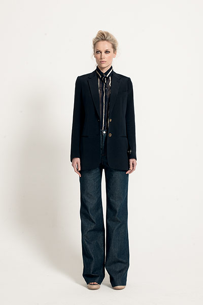 All Ages : navy blouse navy jeans blazer