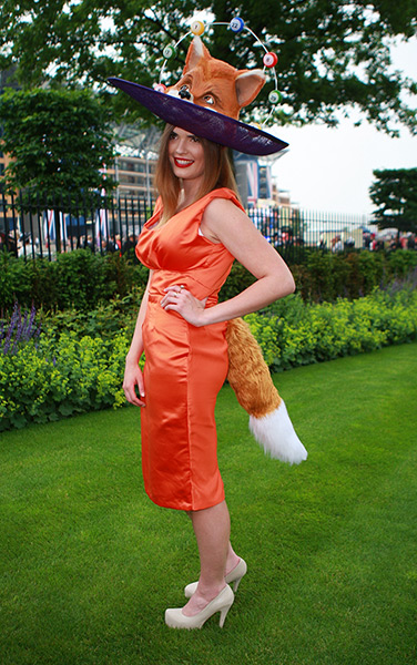 Ladies day at Ascot: Ladies in fox outfit 