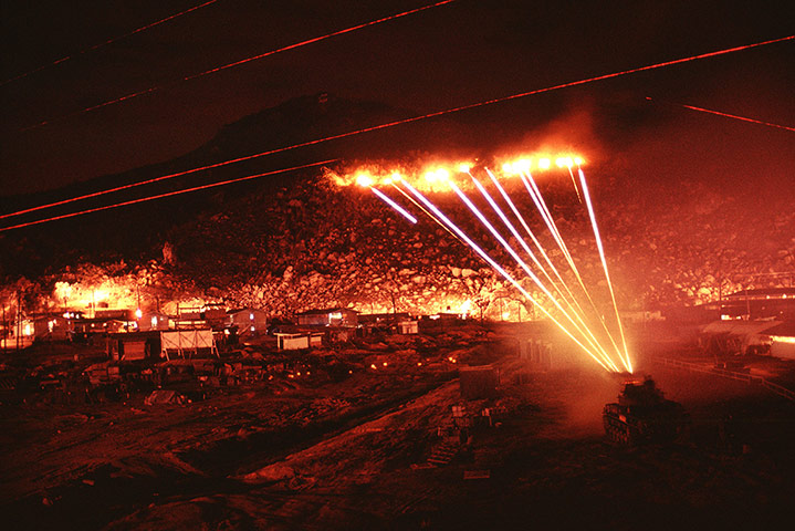 Vietnam War: Long exposure photographs of gunfire at night