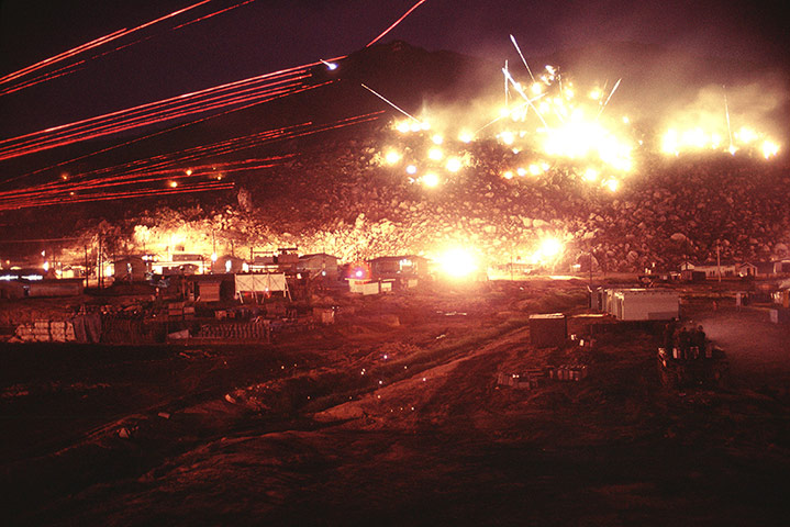 Vietnam War: Long exposure photographs of gunfire at night