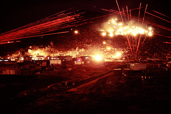 Vietnam War: Long exposure photographs of gunfire at night
