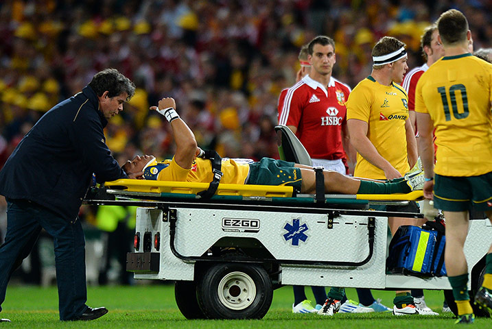 Lions gallery: Australia's Christian Lealiifano is stretchered off