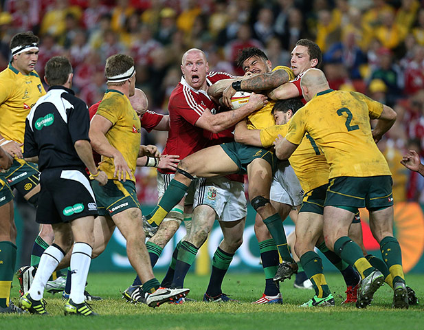 Lions gallery: Digby Ioane is stopped in his tracks