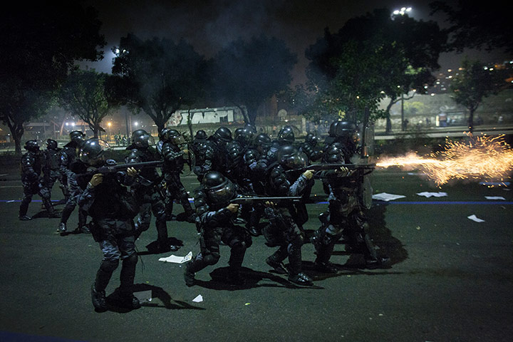 Brazil Protests: police fire rubber bullets