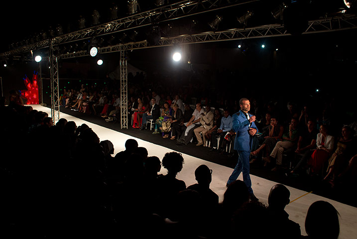 weekend in pictures: A model wears a design by menswear designer Lamine Diasse, of Senegal, duri