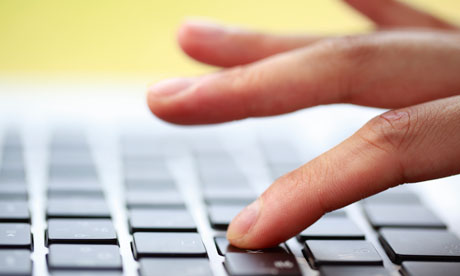 Typing on the keyboard of the PC