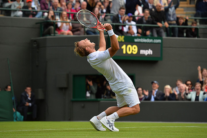 Nadal v Darcis: Darcis celebrates