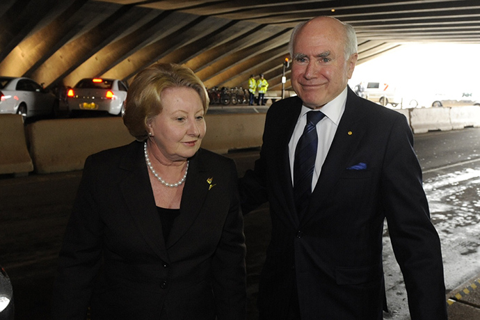 Hazel Hawke: Former Prime Minister John Howard arrive with his wife Janette