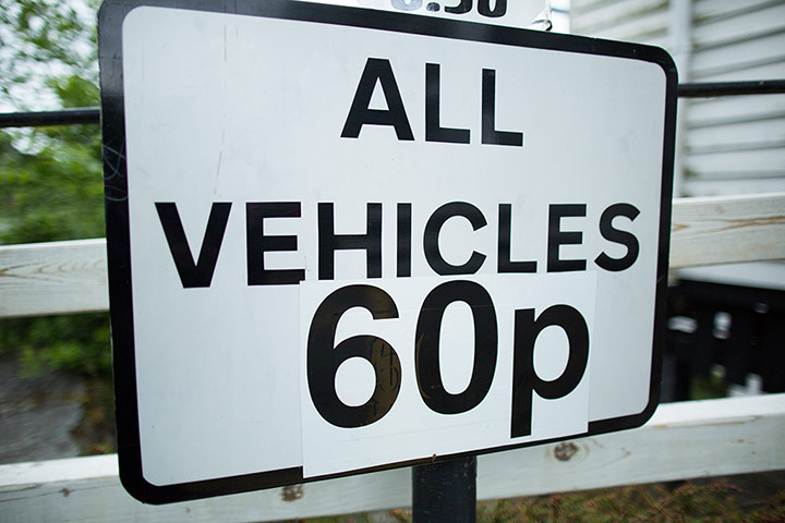 Penmaenpool Bridge: Toll price sign