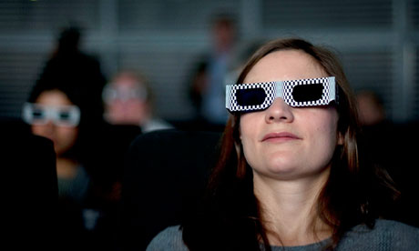 Woman wearing 3D glasses