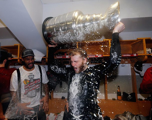 Stanley Cup final: Patrick Kane celebrates with the Stanley Cup