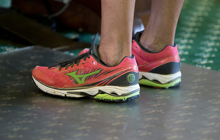 Texas Senator Wendy Davis wears trainers during her filibuster of an abortion bill