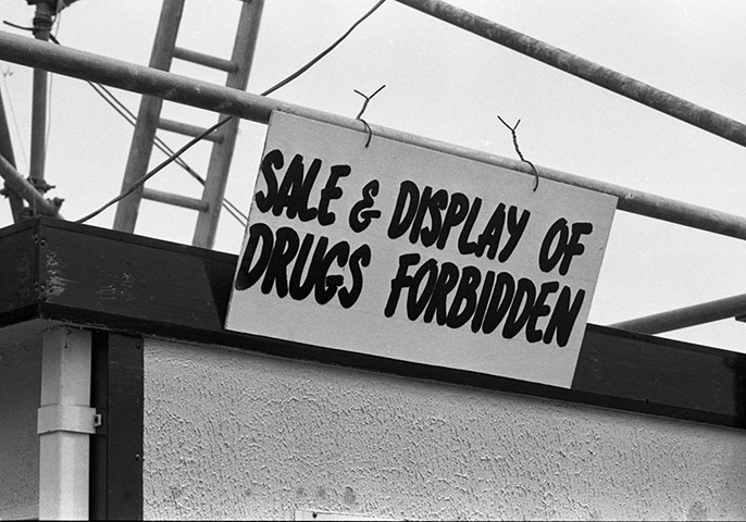 Glastonbury 80s: Drugs sign