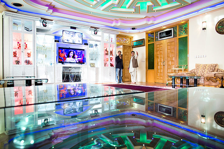 Kabul's new rich: The living room of the top floor apartment