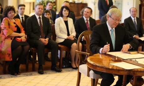 Kevin Rudd is sworn in as prime minister again in 2013.