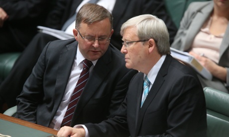 Prime Minister Kevin Rudd with deputy Anthony Albanese during Question Time in Parliament House. The Global Mail.