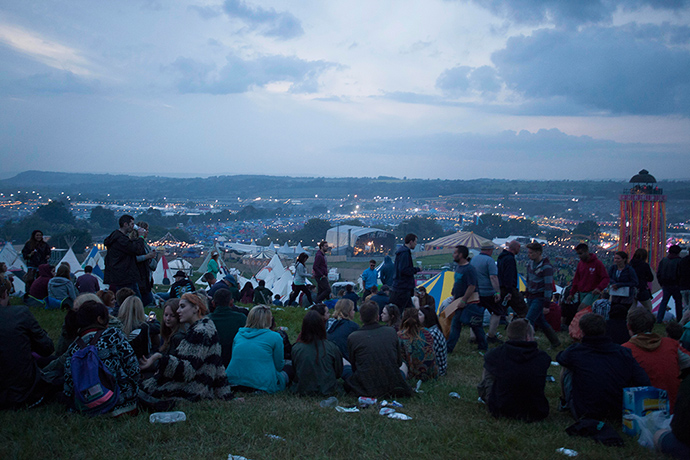 Glastonbury: Wednesday evening looking out over the festival site