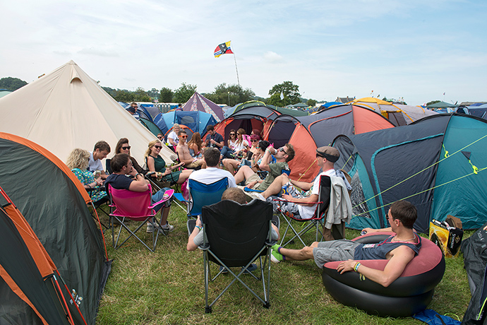 Glastonbury: Relaxing at the campsite