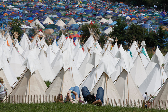 Glastonbury: Fields of teepees and tents