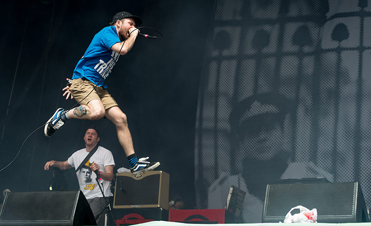 Glastonbury day one: Enter Shikari perform an energetic set.