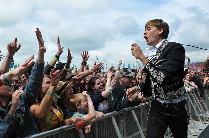 Glastonbury day one: Pelle Almqvist of the Hives performs on the Other stage.
