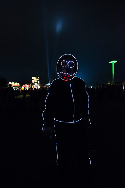 Glastonbury : A costume invented by the Glowbros in the Other Stage area