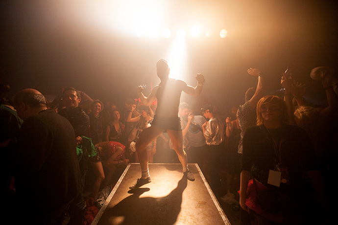 Block 9: Dancers on stage in NYC Downlow in Block 9