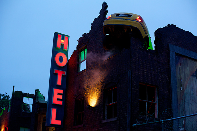 Block 9: The New York taxi cab hanging out of NYC Downlow