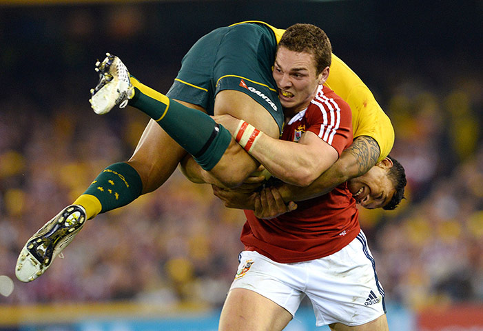 lions gallery 3: British and Irish Lions' George North carries Wallabies' Israel Folau