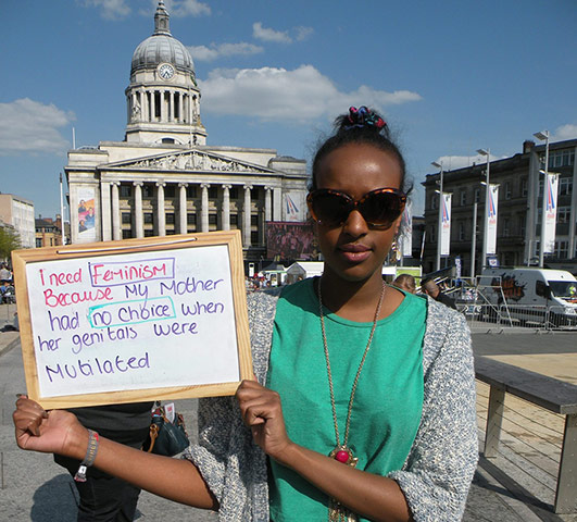 Student feminism: woman holding sign
