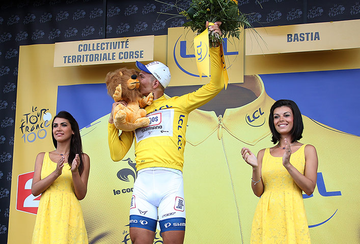 TDF: Marcel Kittel of Team Argos-Shimano celebrates on the podium