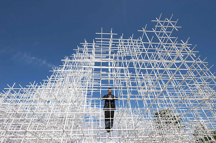 Serpentine pavilion: Sou Fujimoto stands inside his Serpentine Gallery pavilion