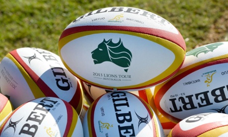 A stack of rugby balls from the 2013 Lions Tour in Australia.