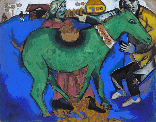Marc Chagall: The Green Donkey, 1911. Gauache on board