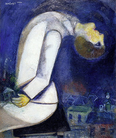 Marc Chagall: Man with Head Thrown Back, 1919. Oil on board mounted on wood 