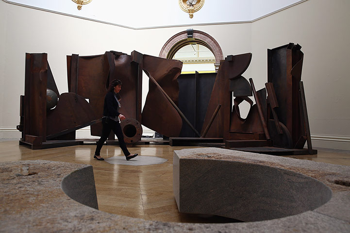 Summer Show: A visitor walks past Shadows by Sir Anthony Caro 