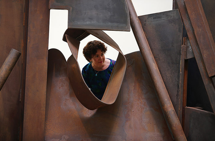 Summer Show: A visitors peers through Shadows by Sir Anthony Caro 