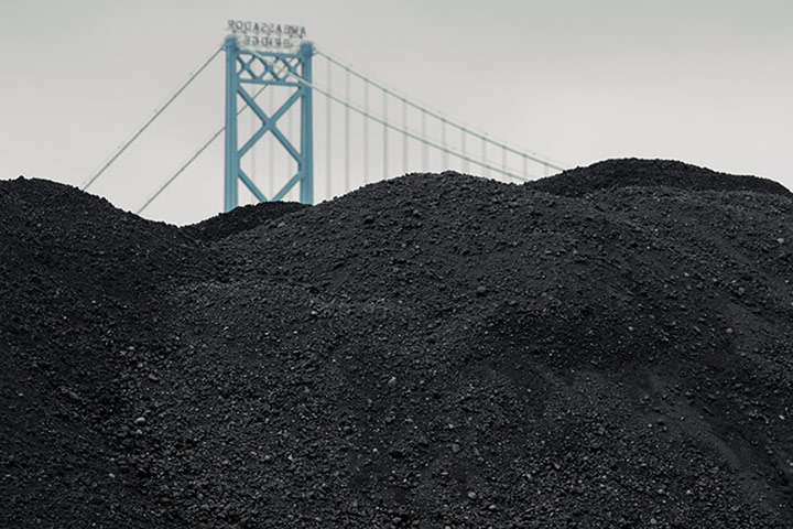 detroit petcoke: Petcoke piles along the Detroit river