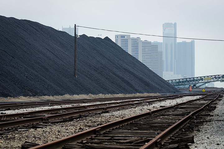 detroit petcoke: Petcoke piles along the Detroit river.