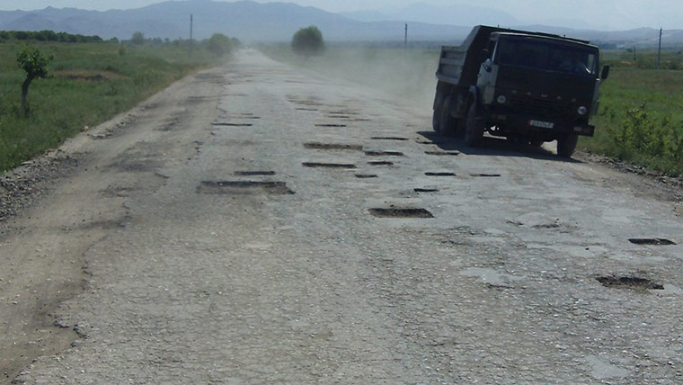 Road repair in southern Kyrgyzstan
