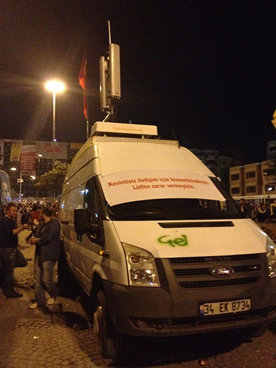 Turkey demonstrations: media van turkey