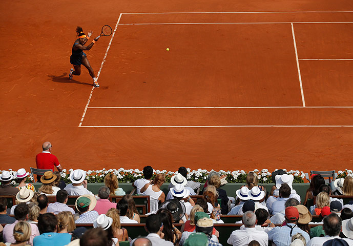 Williams v Sharapova: Serena Williams, of the U.S, returns the ball from the baseline