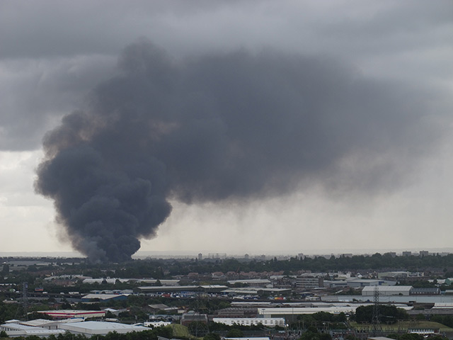 Smethwick fire: A view from the Tividale area of the West Midlands, of the rising smoke fro