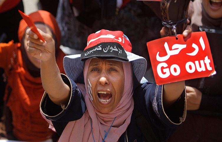 Egypt update: An Egyptian protester shouts slogans in Tahrir Square