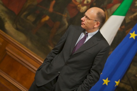 The Italian Premier Enrico Letta meets the European Commissioner for Internal Market and Services, Michel Barnier.