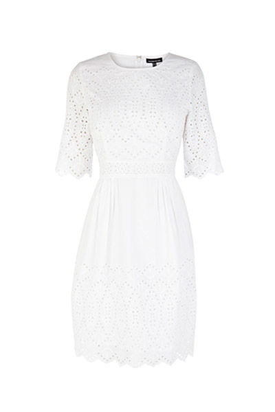 Dresses with sleeves: Dresses with sleeves white cutwork dress half sleeve by Warehouse