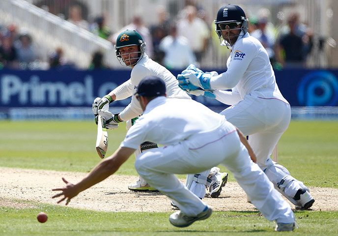 Ashes first test day 2: Australia's Phillip Hughes plays a shot