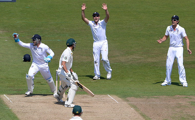 Tom Cricket day 2: Ashton Agar narrowly avoids a stumping by Matt Prior off Graeme Swann